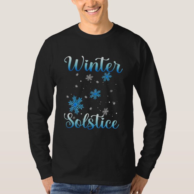 Winter Solstice  Blue Snowflake Blessed  Yule Holi T Shirt (Framsida)