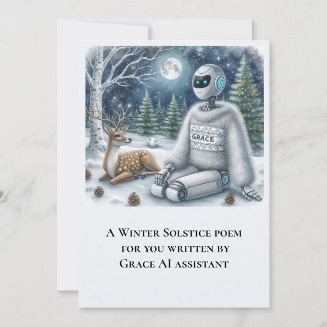 Winter Solstice Dikt by Grace AI Robot Flat Card (Framsida)