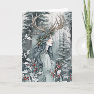 Winter Solstice Goddess i skogen Helgkort