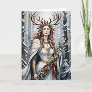 Winter Solstice Goddess i skogen Helgkort