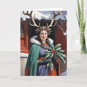 Winter Solstice Goddess i skogen Helgkort