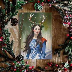 Winter Solstice Goddess i skogen Helgkort