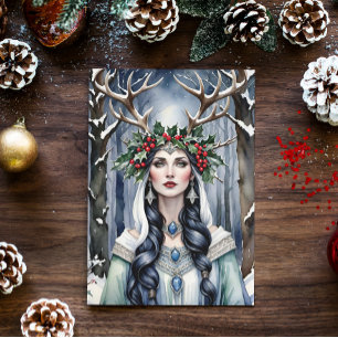 Winter Solstice Goddess i skogen Helgkort