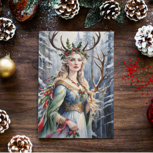Winter Solstice Goddess i skogen Helgkort