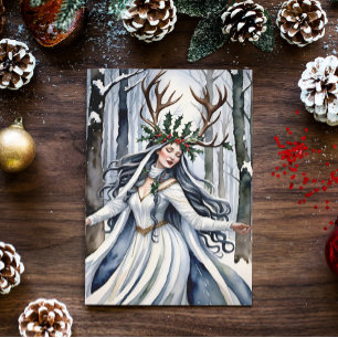 Winter Solstice Goddess i skogen Helgkort