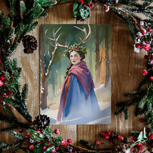 Winter Solstice Goddess i skogen Helgkort