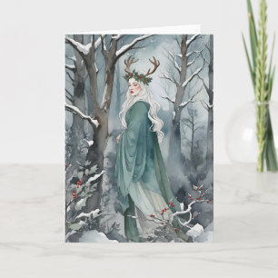 Winter Solstice Goddess i skogen Helgkort