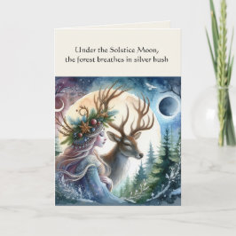 Winter Solstice Goddess och Hjort Blating Card Kort