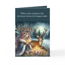 Winter Solstice Goddess och Hjort Greeting Card