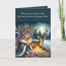 Winter Solstice Goddess och Hjort Greeting Card Kort
