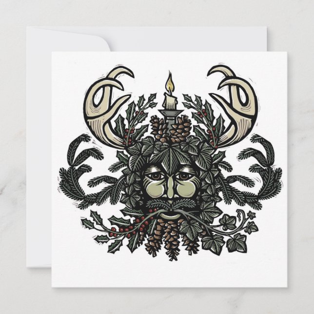 Winter Solstice Green Man Card Julkort (Framsida)