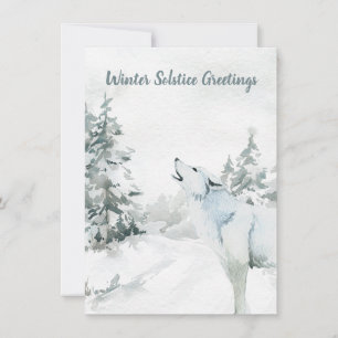 Winter Solstice Hälsning Woodland Varg Card Kort