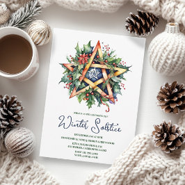 Winter Solstice Holly Yule Pentacle Pagan Inbjudningar