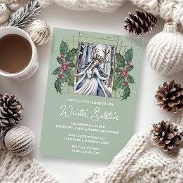 Winter Solstice Nature Goddess Boho Holly Inbjudningar
