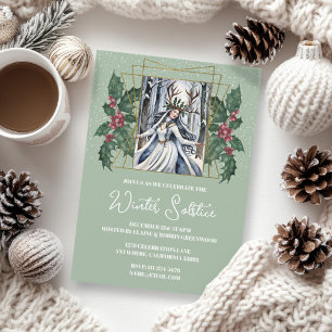 Winter Solstice Nature Goddess Boho Holly Inbjudningar