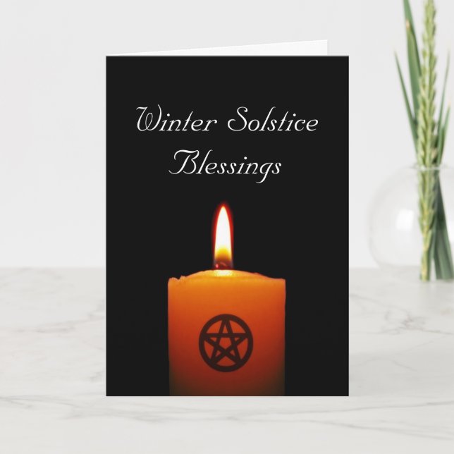 Winter Solstice Pagan Candle med Pentacle Card Helgkort (Framsida)