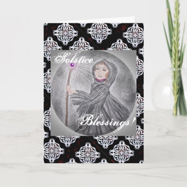 Winter Solstice Snö Maker Witch Pagan Kort (Framsida)