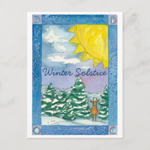 Winter Solstice Snö Watercolor liggande Vykort