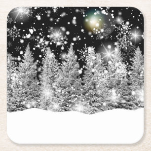 Winter Solstice Snowfall Underlägg Papper Kvadrat