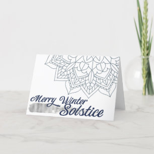 Winter Solstice Snowflake Mandala Blue Silver Helgkort