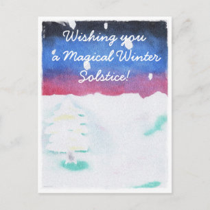 Winter Solstice Snowy Scene Yule Vykort
