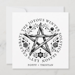Winter Solstice Twig Star Pentacle Wicca Julkort