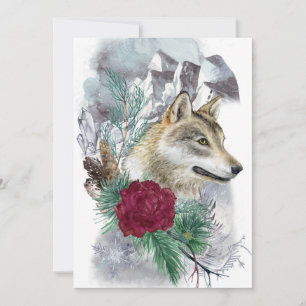 Winter Solstice Varg & Mountains Pagan Sabbat Julkort