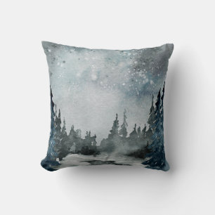 Winter Solstice Woodland Forest Night Himlar Scene Kudde