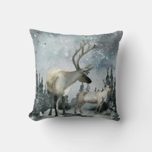 Winter Solstice Woodland Forest Stag Hjort Throw P Kudde