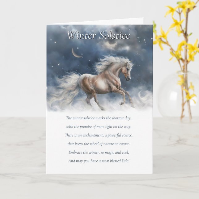 Winter Solstice Yule Blating Dikt Horse Kort (Gul blomma)