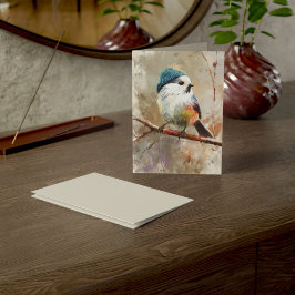 Winter Songbird in Knit Hat | Moon Mist Greeting Kort