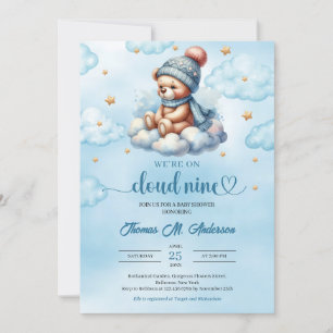 Winter söt nalle moln nio Boy Baby Shower Inbjudningar