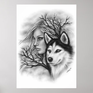 Winter Souls Varg Husky Girl Poster