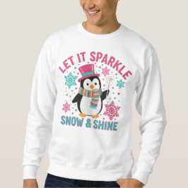 Winter Sparkle Penguin Shirt – Fun Holiday Lång Ärmad Tröja