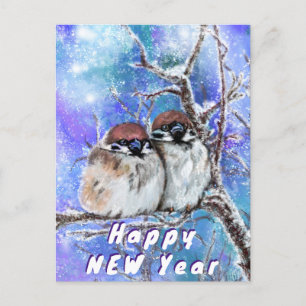 Winter Sparrows par Gott nytt år-kort Vykort