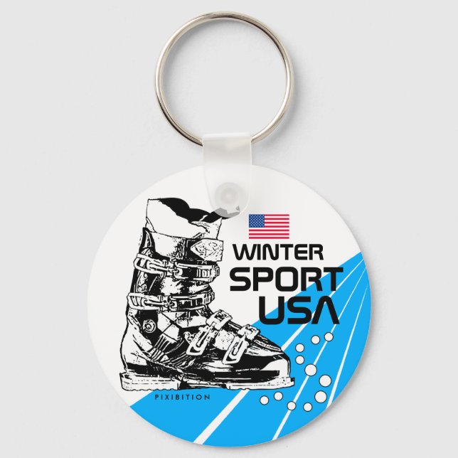 Winter Sport USA Team Ski Boot Keychain Nyckelring (Framsida)