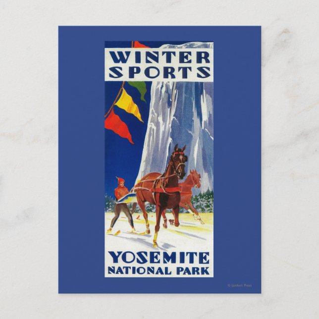 Winter Sports at Yosemite PosterYosemite, CA Vykort (Framsida)