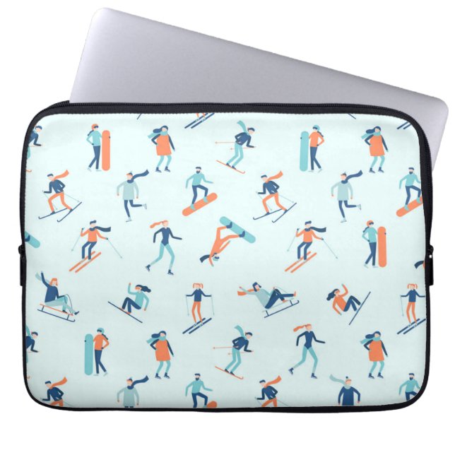Winter Sports Mönster Laptop Fodral (Framsidan)