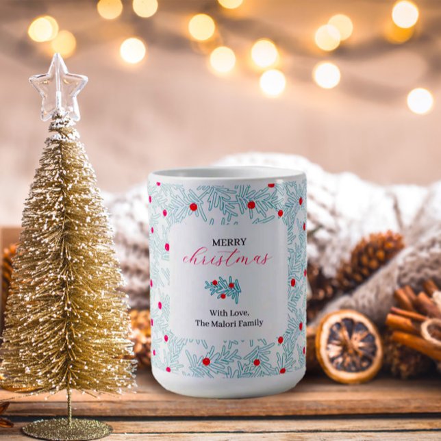 Winter Sprig Pattern | Minimal Pine Branch & Berry Kaffemugg (Skapare uppladdad)