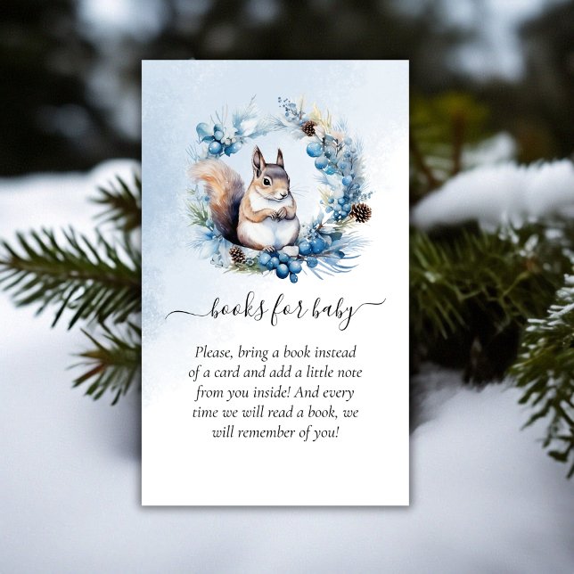 Winter Squirrel Baby Shower Bokar för Baby Tilläggskort (Winter Squirrel Baby Shower Books for Baby Enclosure Card)