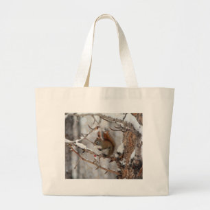 Winter Squirrel, Snö & Red Berries Julafton Design Jumbo Tygkasse