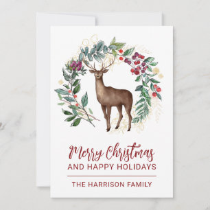 Winter Stag Holly Wandejul Julkort