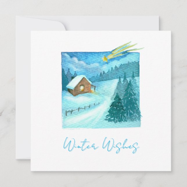 Winter Star Over A Quiet Cabin Christmas Card Julkort (Framsida)