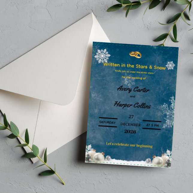 Winter Starry Night "Written in the Stars" Wedding Inbjudningar (Winter Starry Night "Written in the Stars" Wedding)