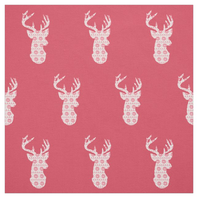 Winter Sticka jul Reindeer Fabric Tyg (Provkarta)