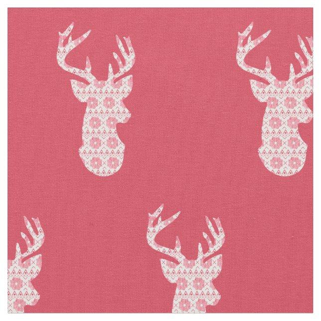 Winter Sticka jul Reindeer Fabric Tyg (Närbild)