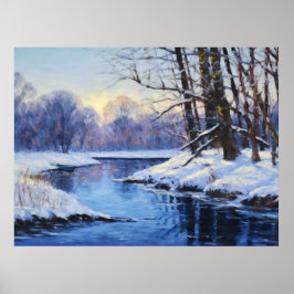 Winter Stillness av den frusna Havel River Poster