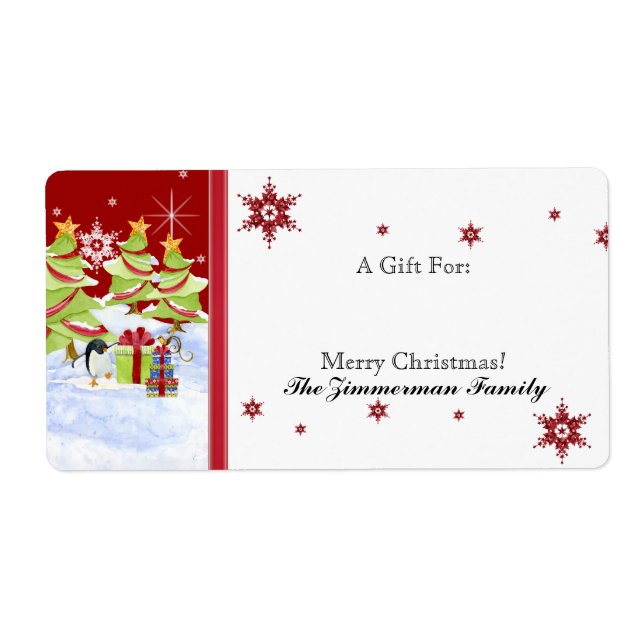 Winter Stollig Cute Penguin Spädbarn i Snö Star Fraktsedel (Framsidan)