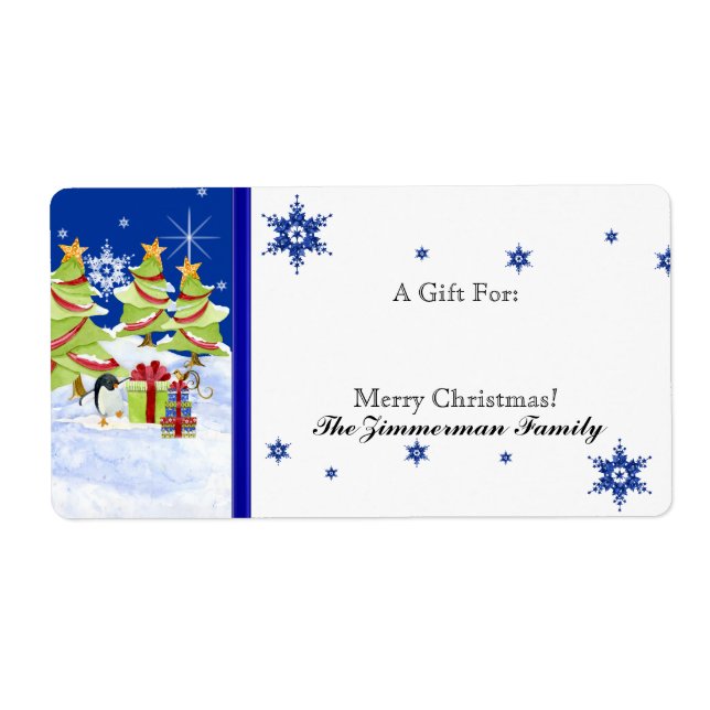 Winter Stollig Cute Penguin Spädbarn i Snö Star Fraktsedel (Framsidan)