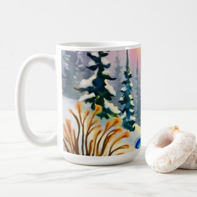 Winter Stream liggande Kaffemugg (Med munk)
